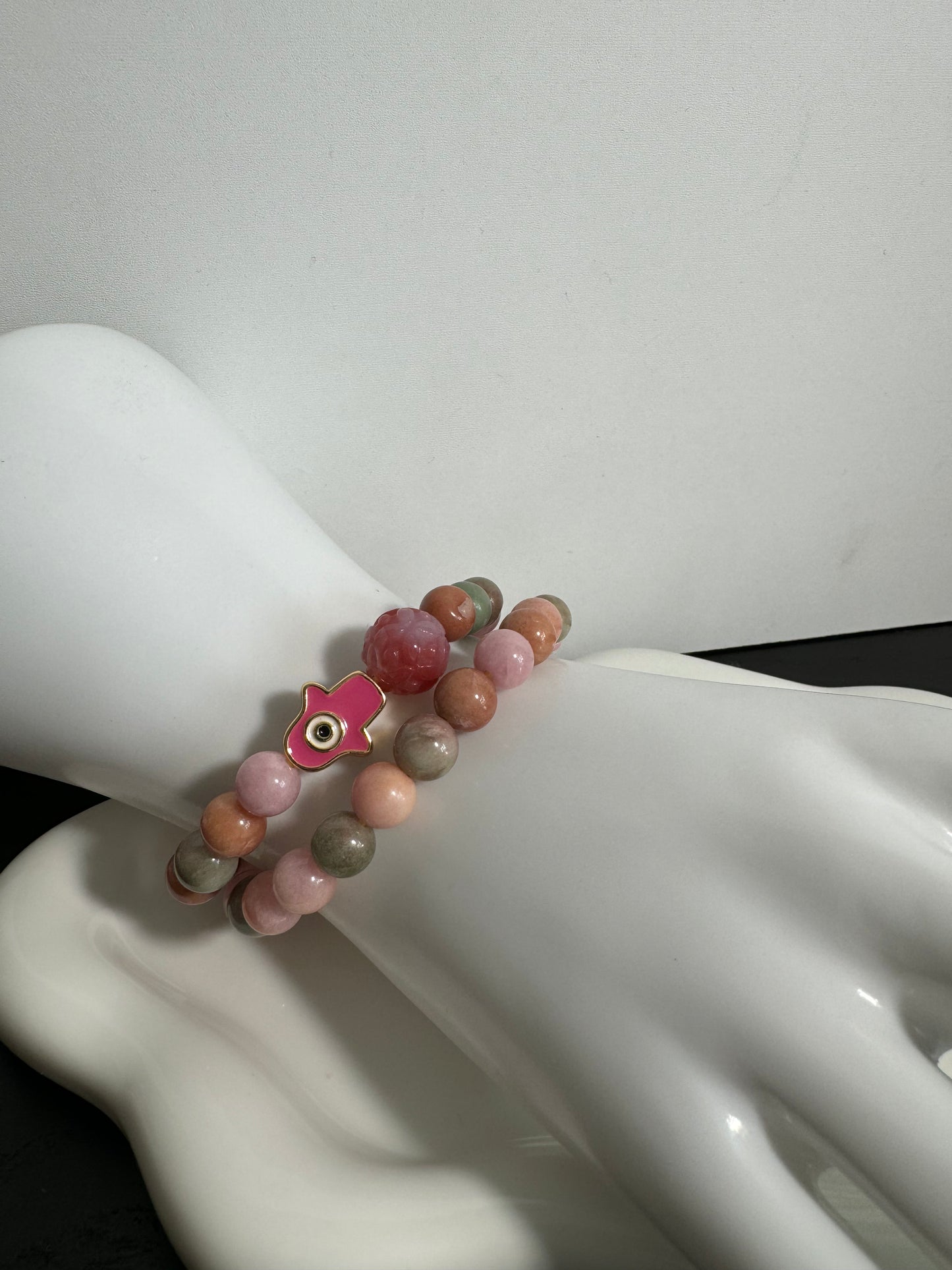 (Pair) Cloudy Morganite Bracelet